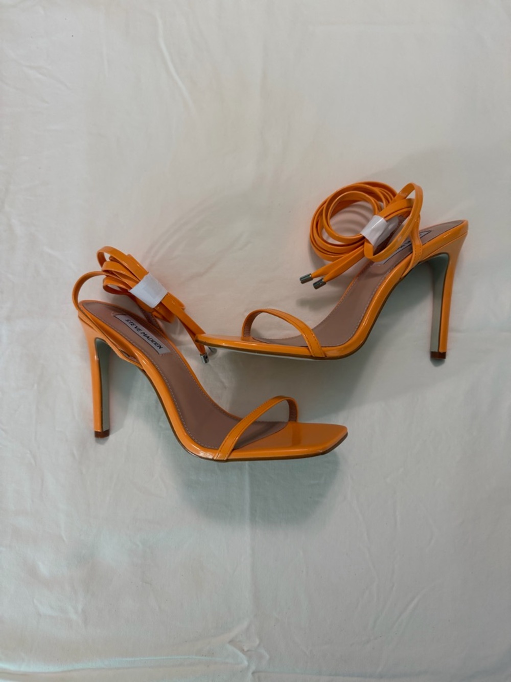 NEW Steve Madden Uplift Orange Patent Strappy Lace-Up Heels